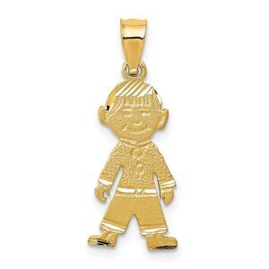 14k Yellow Gold Diamond Cut Boy Charm or Pendant, 10mm